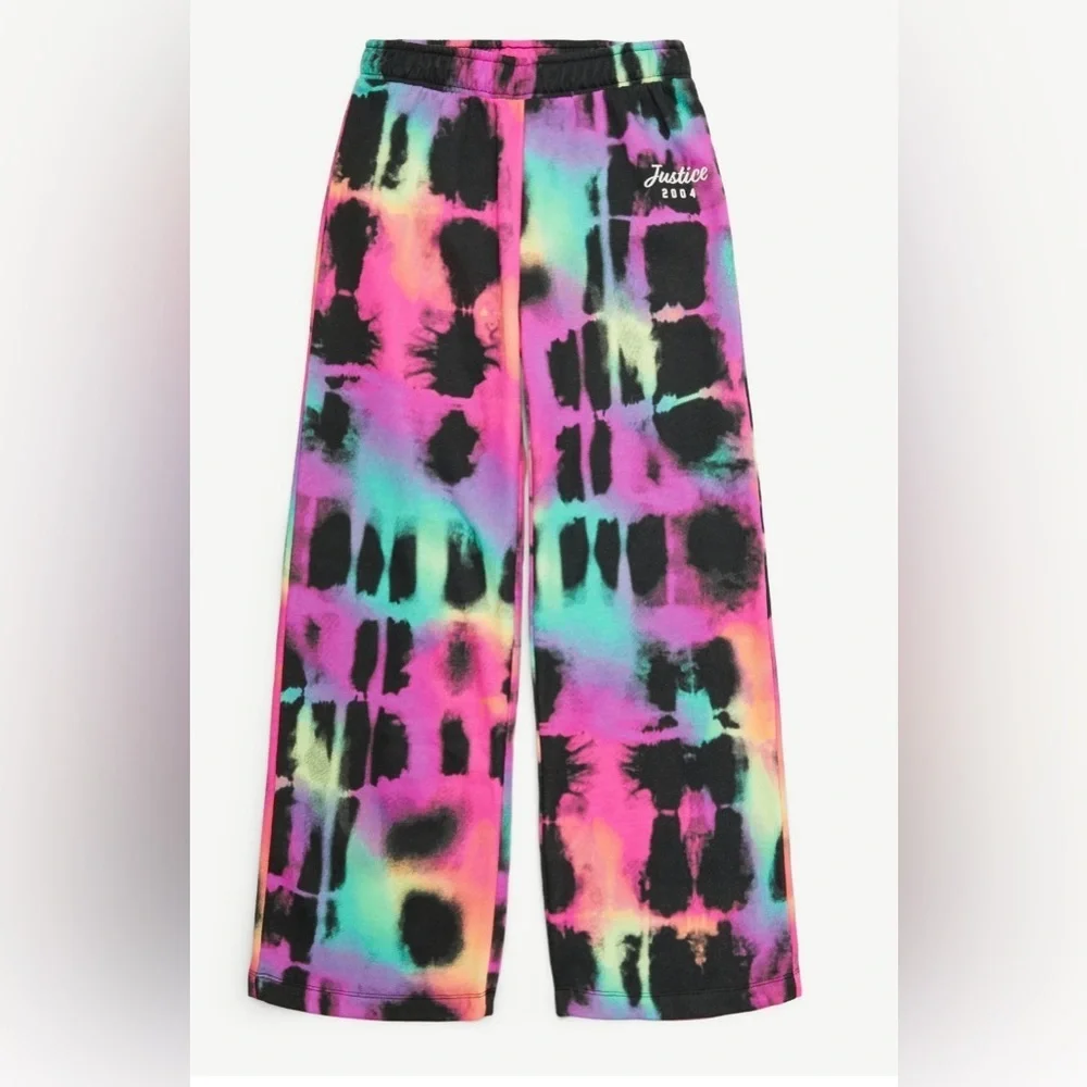 Justice Girls Fleece Wide Leg Pants Multicolor